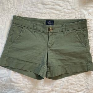 American Eagle Green Khaki Midi Shorts